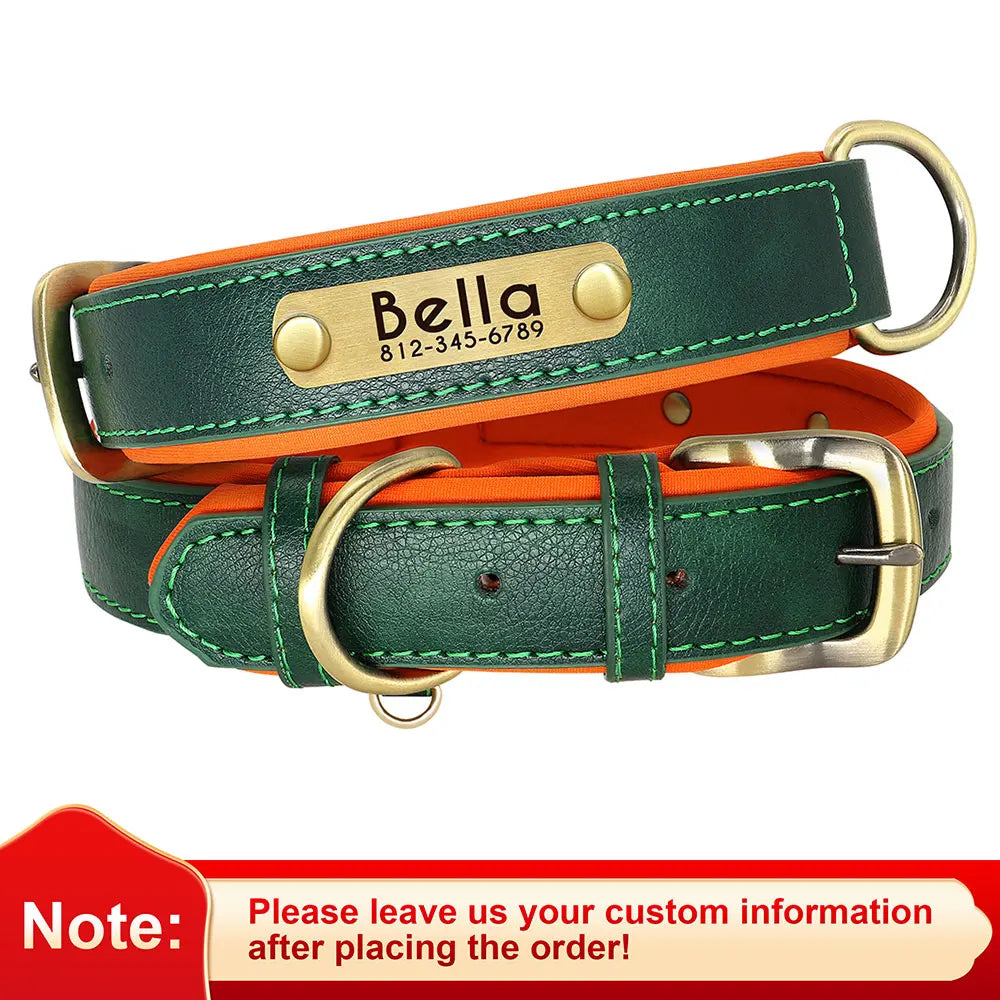 Customized PU Leather Nameplate Dog Collar