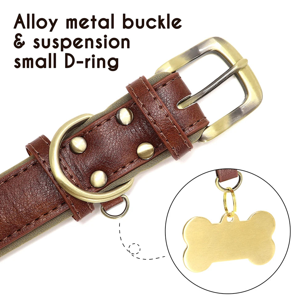 Customized PU Leather Nameplate Dog Collar
