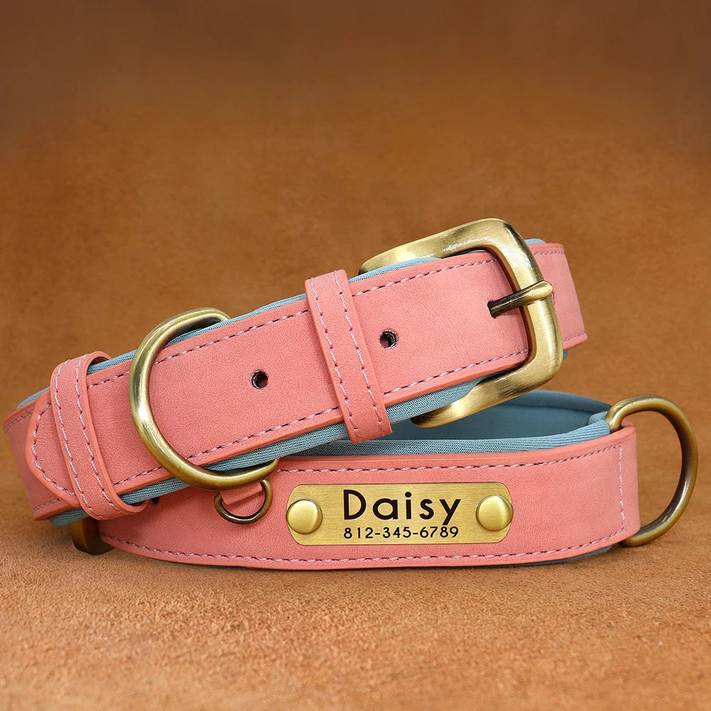 Customized PU Leather Nameplate Dog Collar