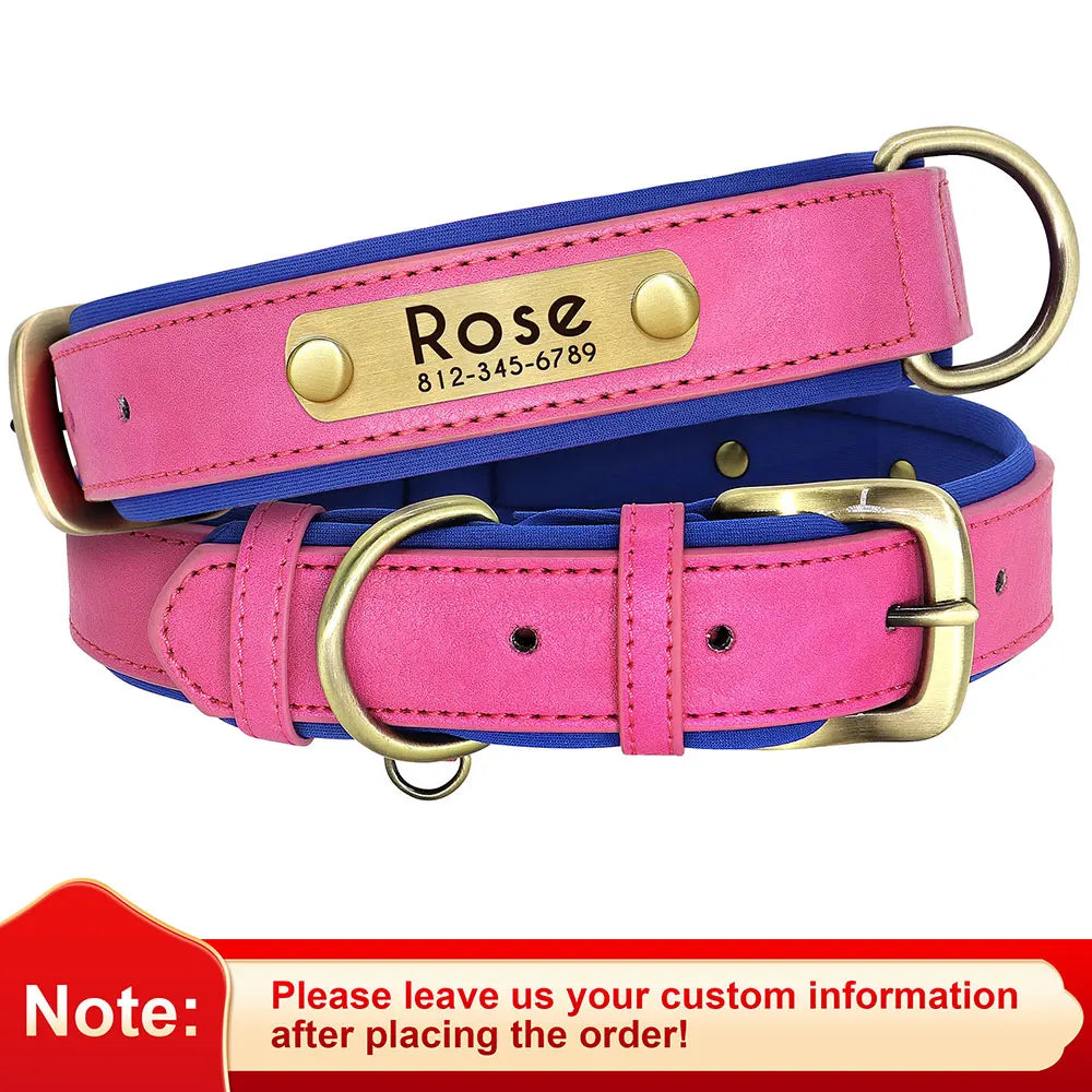 Customized PU Leather Nameplate Dog Collar