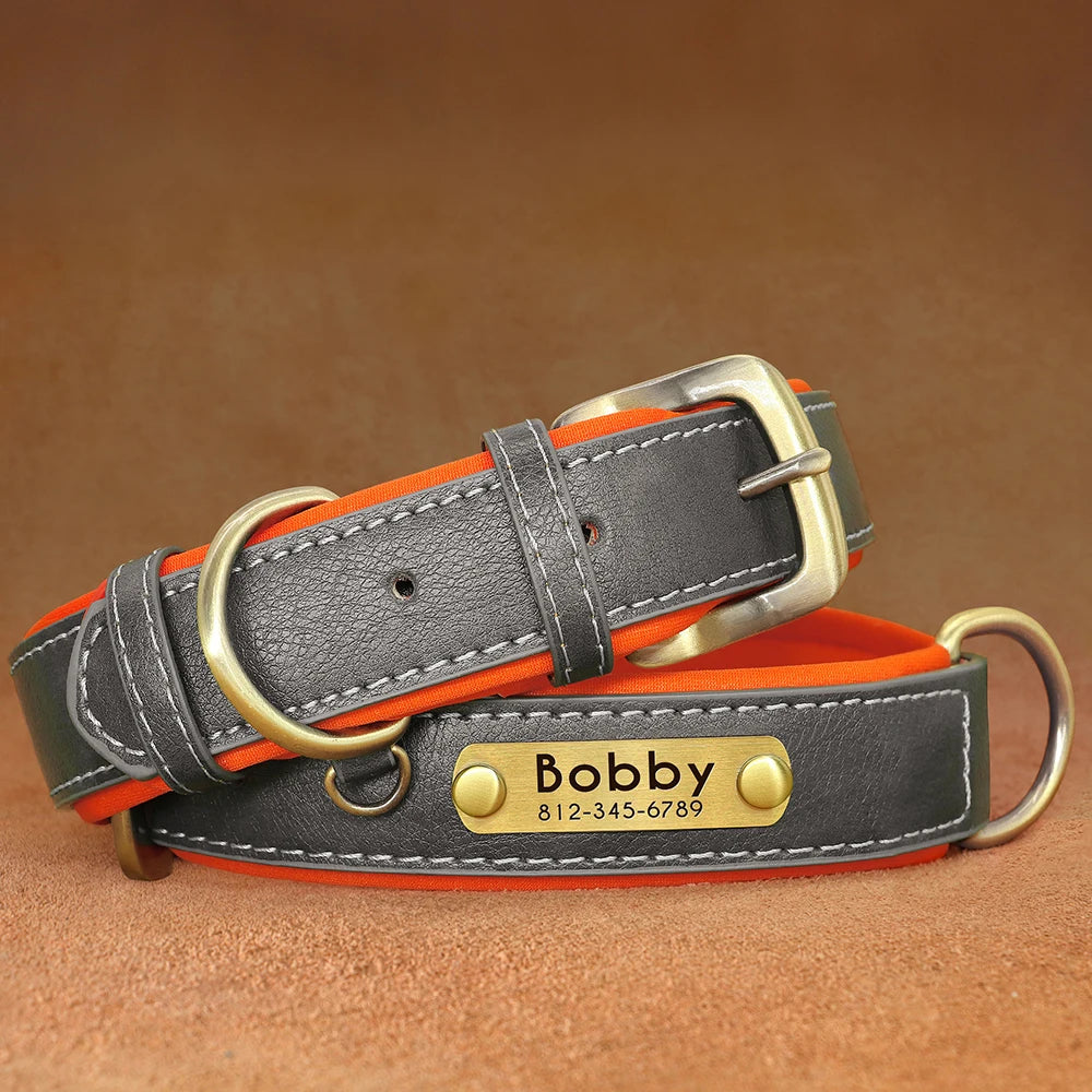 Customized PU Leather Nameplate Dog Collar