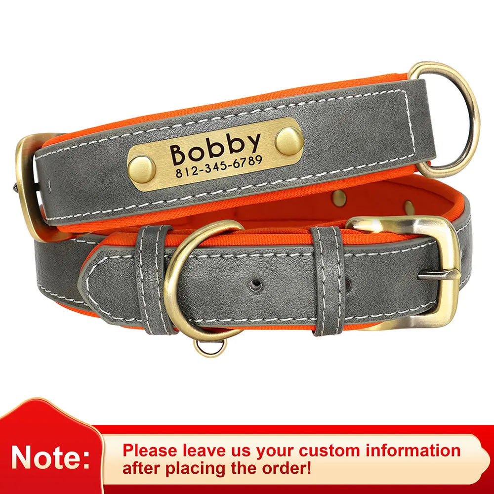 Customized PU Leather Nameplate Dog Collar