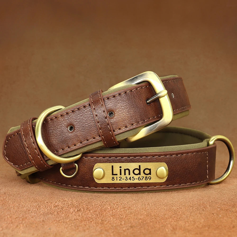 Customized PU Leather Nameplate Dog Collar