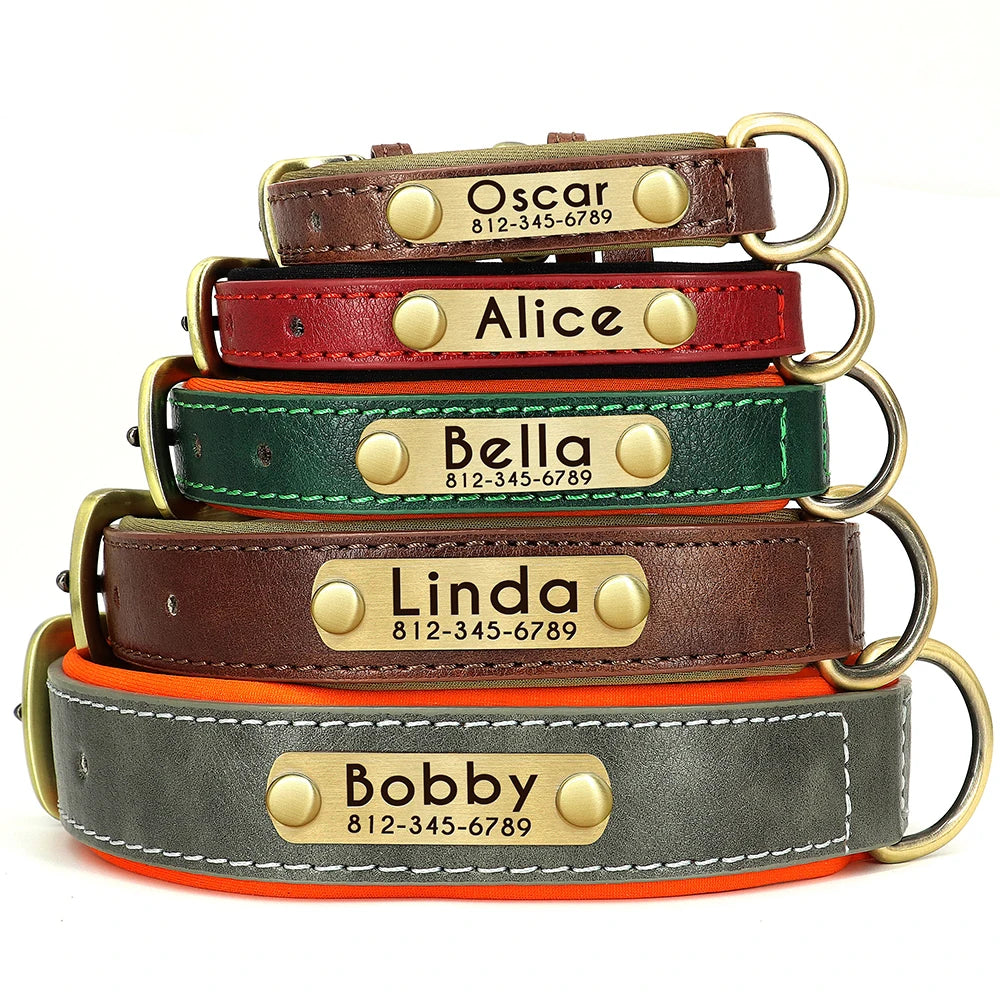 Customized PU Leather Nameplate Dog Collar