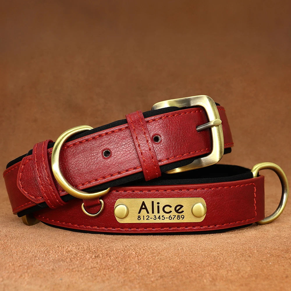 Customized PU Leather Nameplate Dog Collar