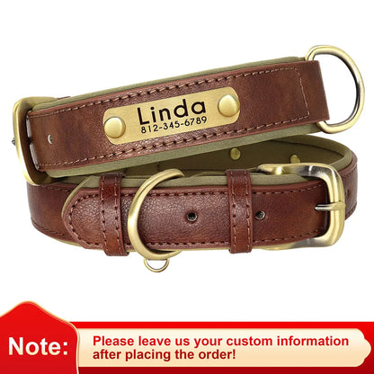 Customized PU Leather Nameplate Dog Collar