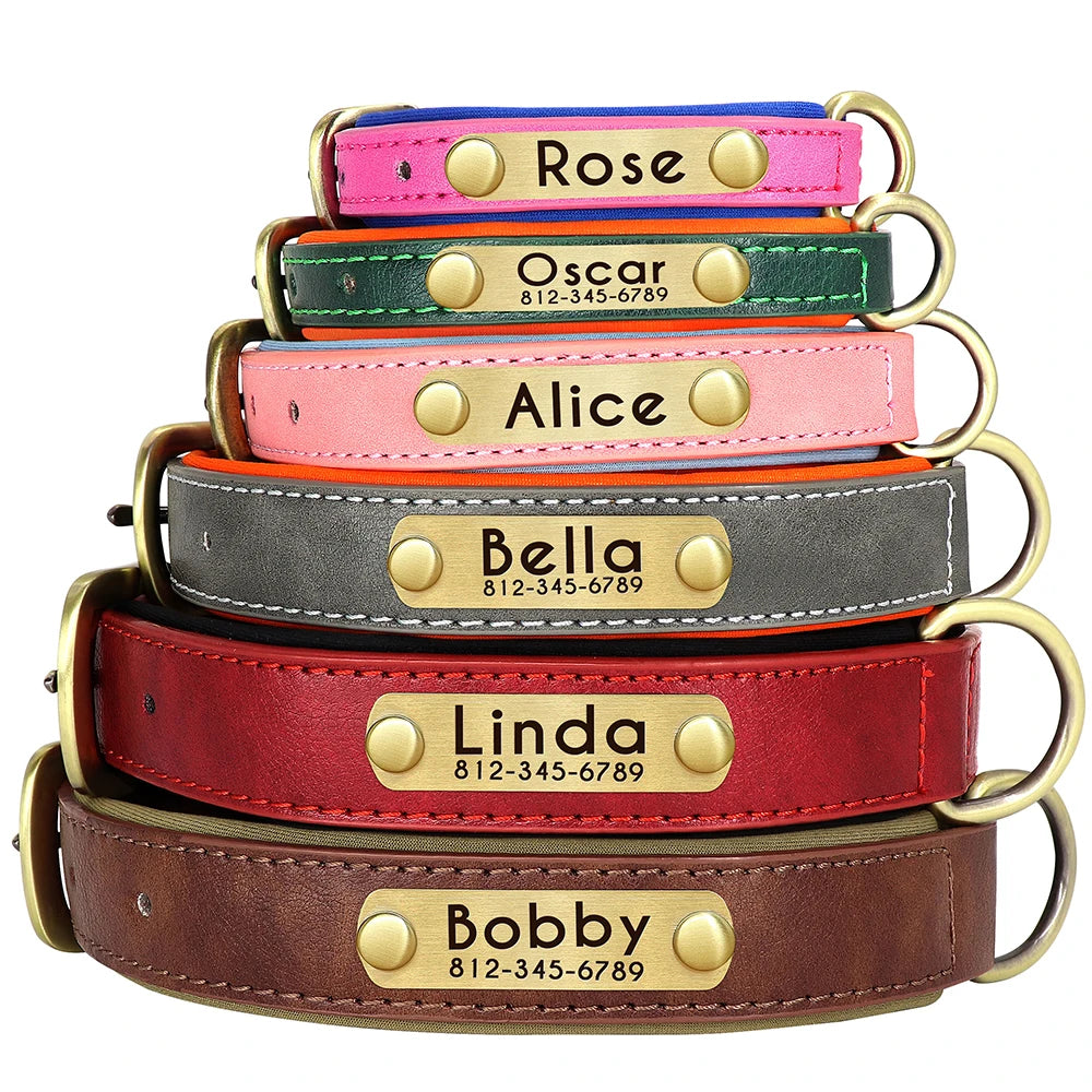 Customized PU Leather Nameplate Dog Collar