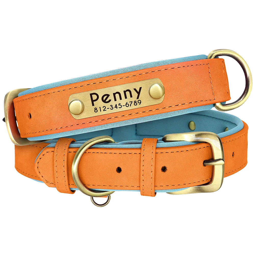 Customized PU Leather Nameplate Dog Collar