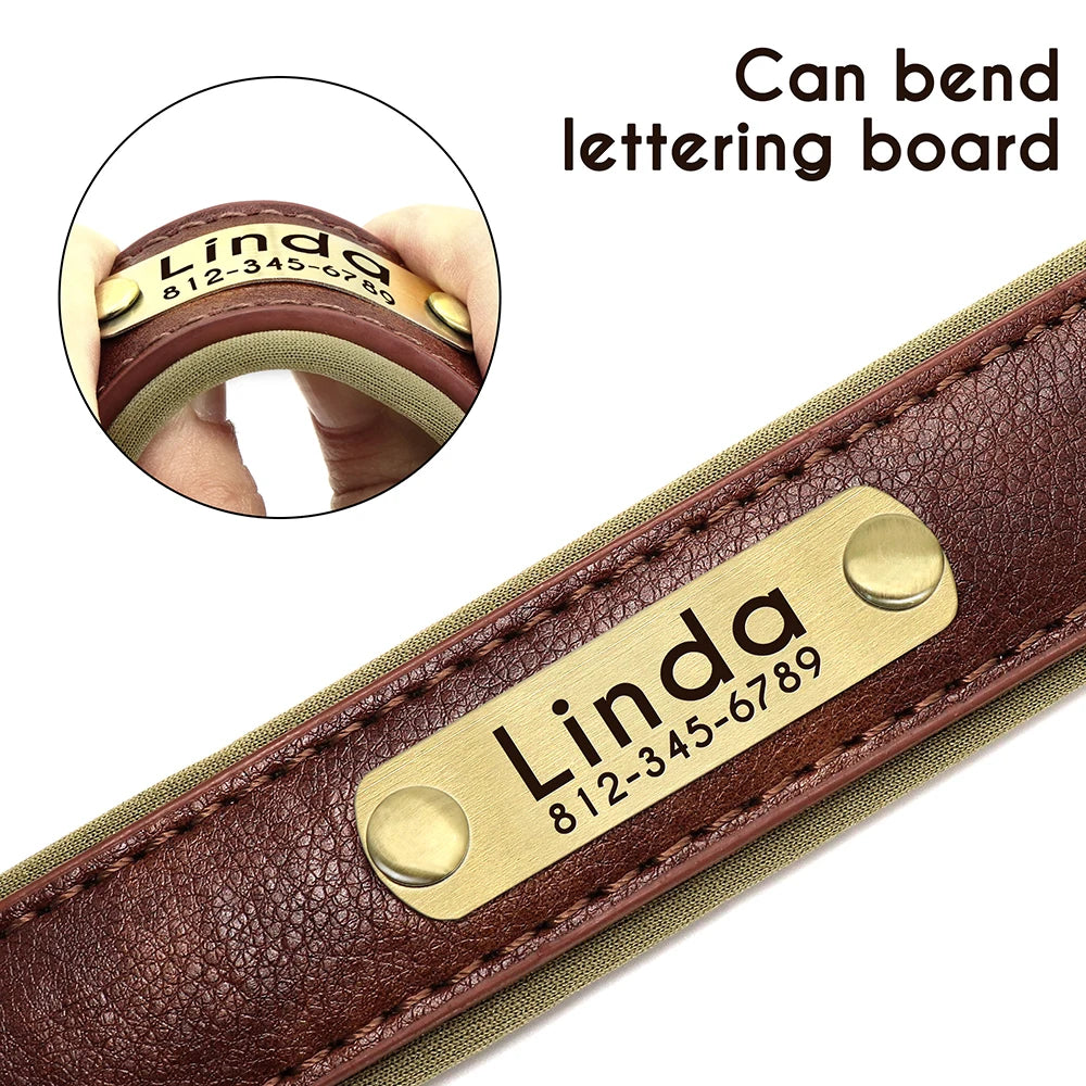 Customized PU Leather Nameplate Dog Collar