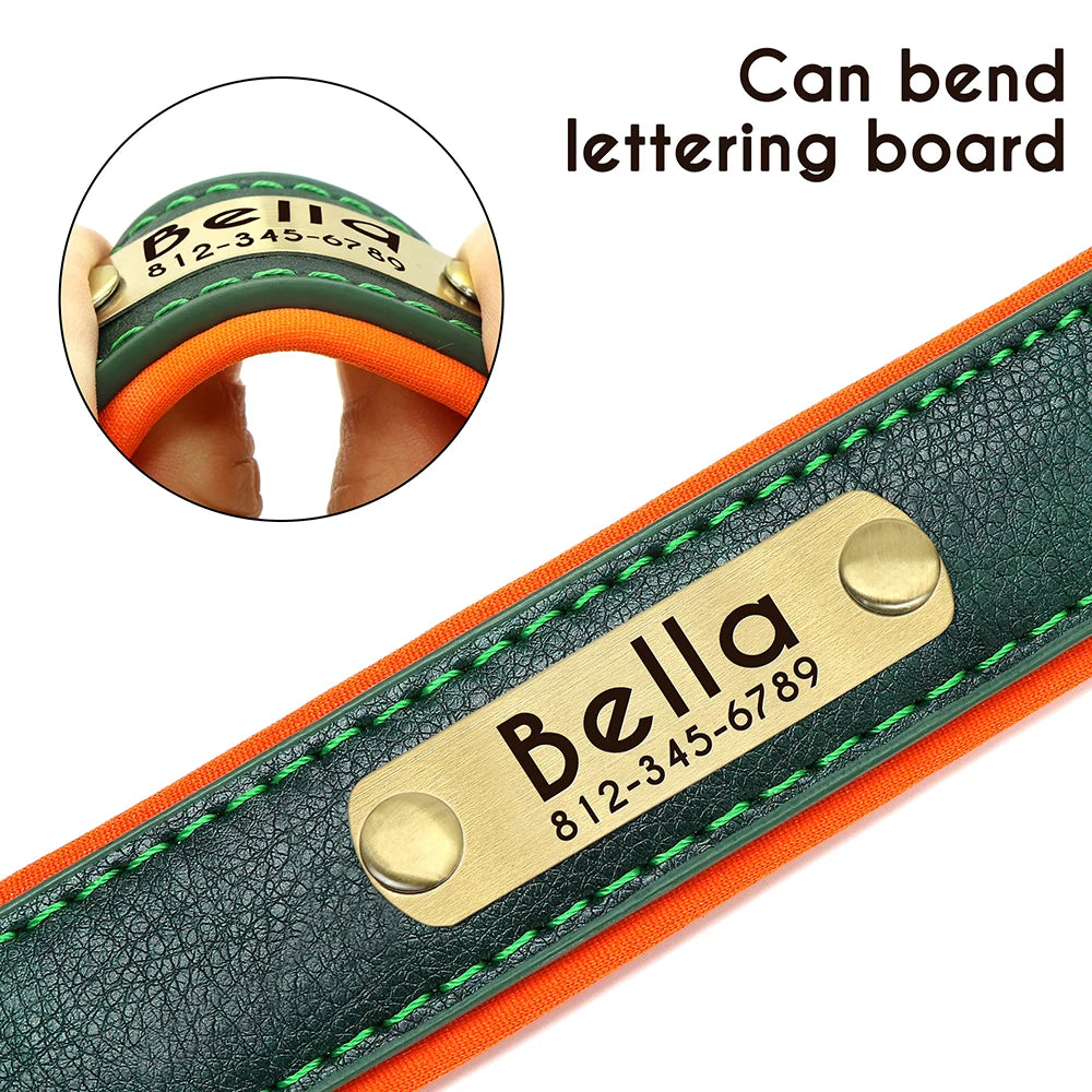 Customized PU Leather Nameplate Dog Collar