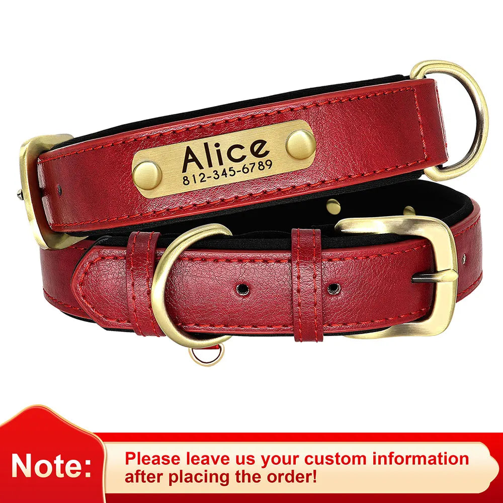 Customized PU Leather Nameplate Dog Collar